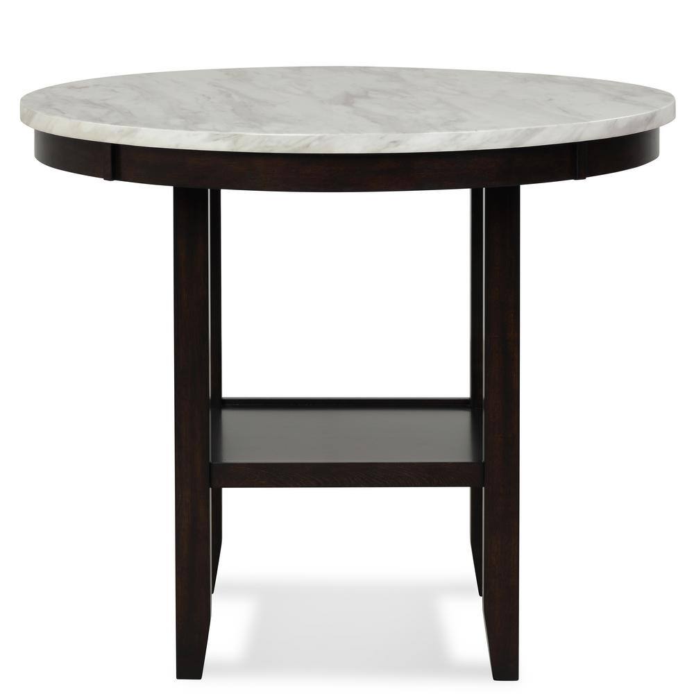 New Classic Celeste 5-Piece Wood Round Counter Table Set in Gray