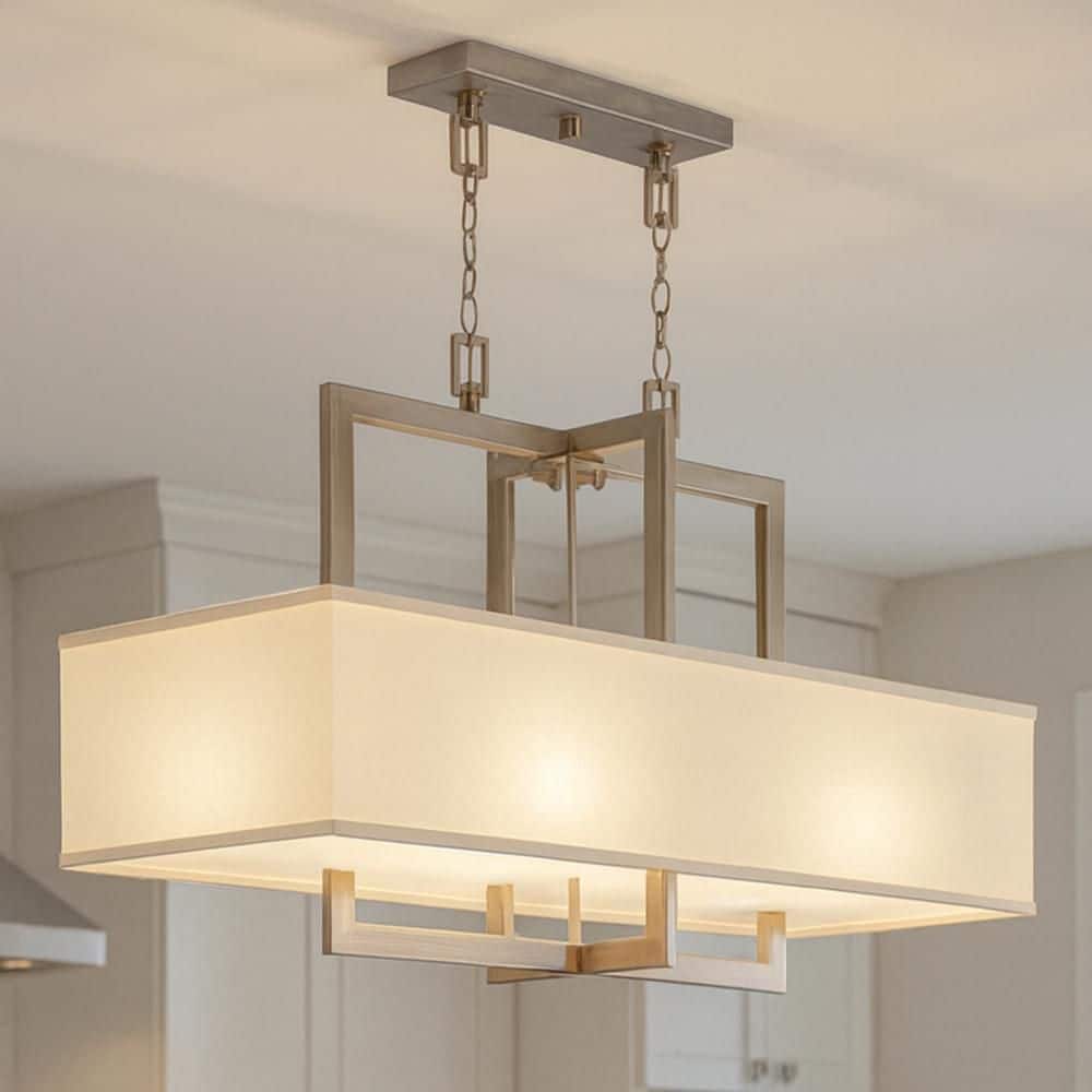 Hampton 4-Light Antique Nickel Shaded Mini Pendant With Off-White Linen Hardback Shade price history on PriceWatchPro