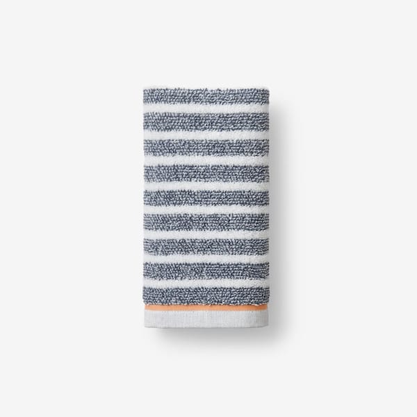 The Company Store Company Cotton Melange Stripe Reversible Smoke Gray Cotton Hand Towel