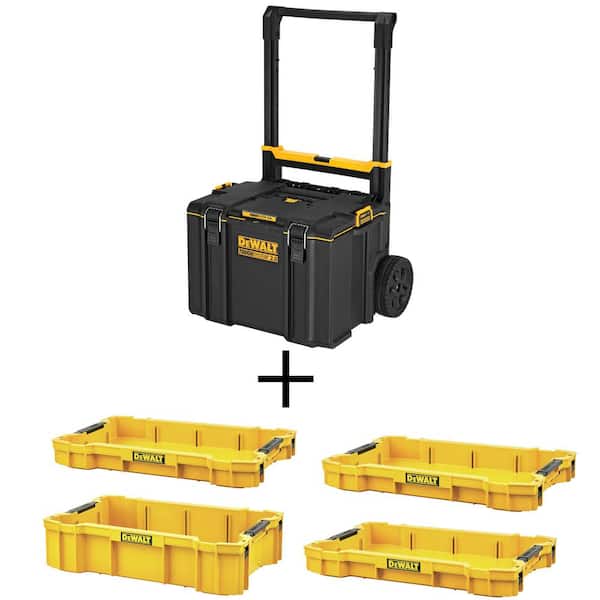 DEWALT TOUGHSYSTEM 2.0 24 in. Mobile Tool Box, (3) TOUGHSYSTEM 2.0 Shallow Tool Trays and TOUGHSYSTEM 2.0 Deep Tool Tray