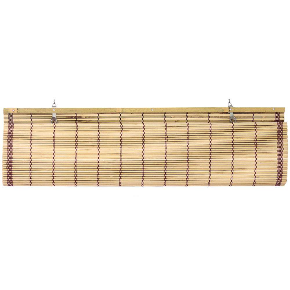 Burnt Bamboo Cordless Indoor Roll-Up Window Shade, 24" x 72"