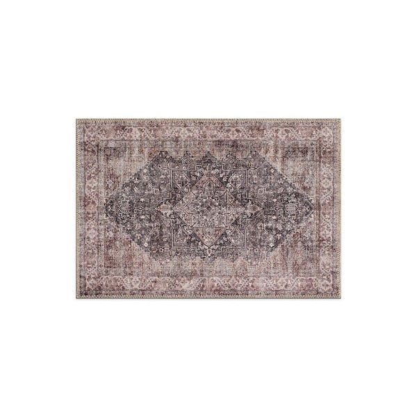 Calista Medallion Machine Washable Charcoal 2 ft. x 3 ft. Area Rug