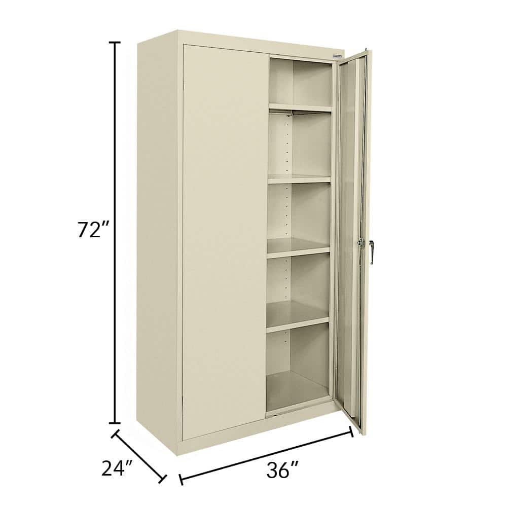 Putty Steel Freestanding Lockable Office Cabinet with Adjustable Shelving