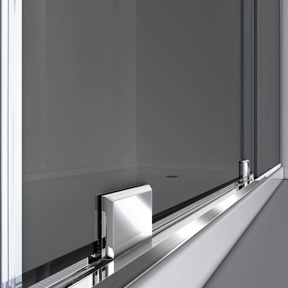 Mirage-X Chrome Frameless Sliding Tub Door with Smoke Gray Glass