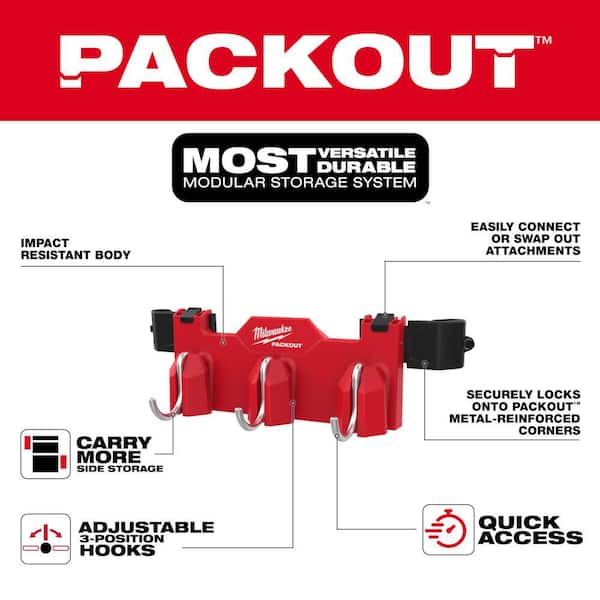 Milwaukee PACKOUT 3-Hook Tool Box Rack Attachment
