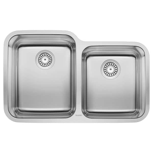 Blanco STELLAR Undermount Stainless Steel 32 in. 60/40 Double Bowl Kitchen Sink