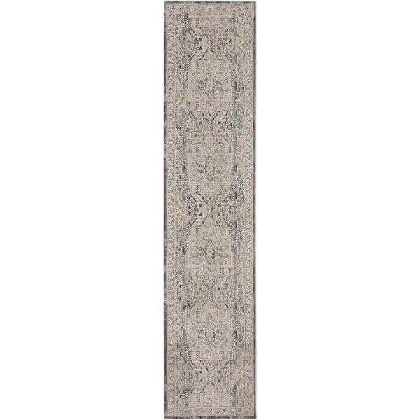 Nyle Ivory Charcoal 2 ft. x 8 ft. Vintage Persian Kitchen Runner Area Rug