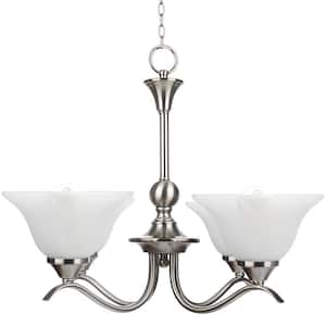 Mahaad 4-Light Nickel Dimmable Classic Chandelier for Kitchen with Frosted Glass Shade and No Bulb Included