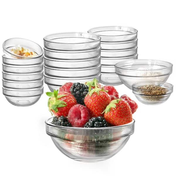 Wudkey Glass Prep Bowl Set 3.5 in. 4 oz. Clear Small Glass Bowls (Set of  12) pack and 2.3 in. 1 oz. (Set of 8) for Kitchen Prep VU0J10_7 - The Home  Depot