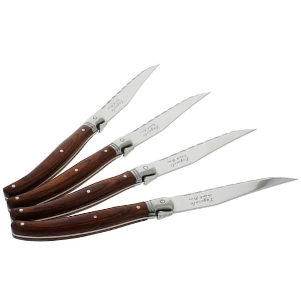 Trudeau Laguiole Steak Knives with Pakkawood Handles (Set of 6),  Stainless/Wood