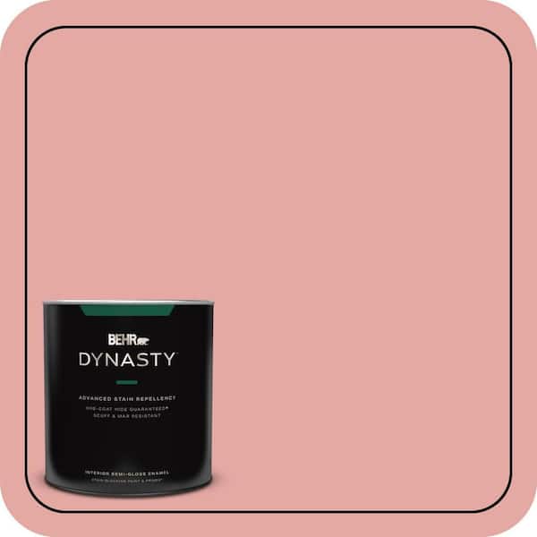 BEHR DYNASTY 1 qt. #MQ4-03 Coral Fountain One-Coat Hide Semi-Gloss Enamel Interior Stain-Blocking Paint & Primer