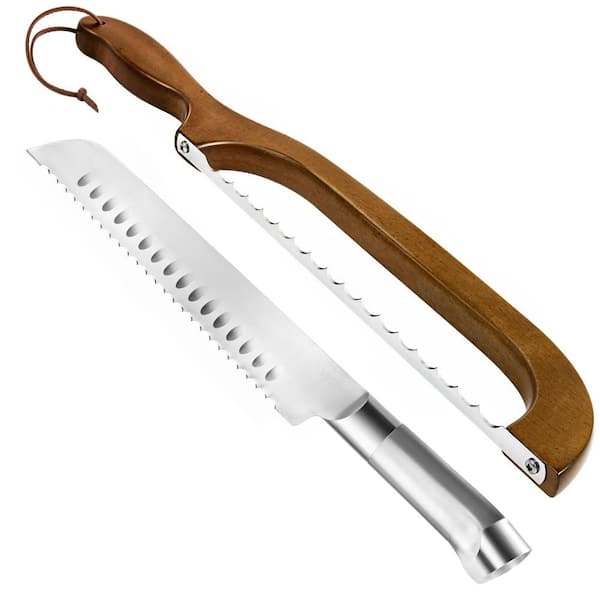 10.6 in. Stainless Steel Partial Tang Bread Knives for Homemade Bread, Sourdough, Baguettes, Cakes (2-Pack)