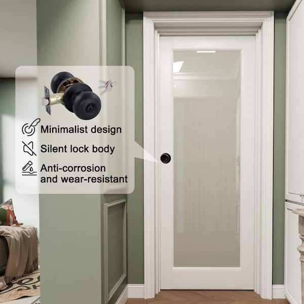 32 in. x 80 in. 1-Lite Frosted Glass Right White Solid Core MDF Single Interior Door Kit w/ Quick Assemble Jamb