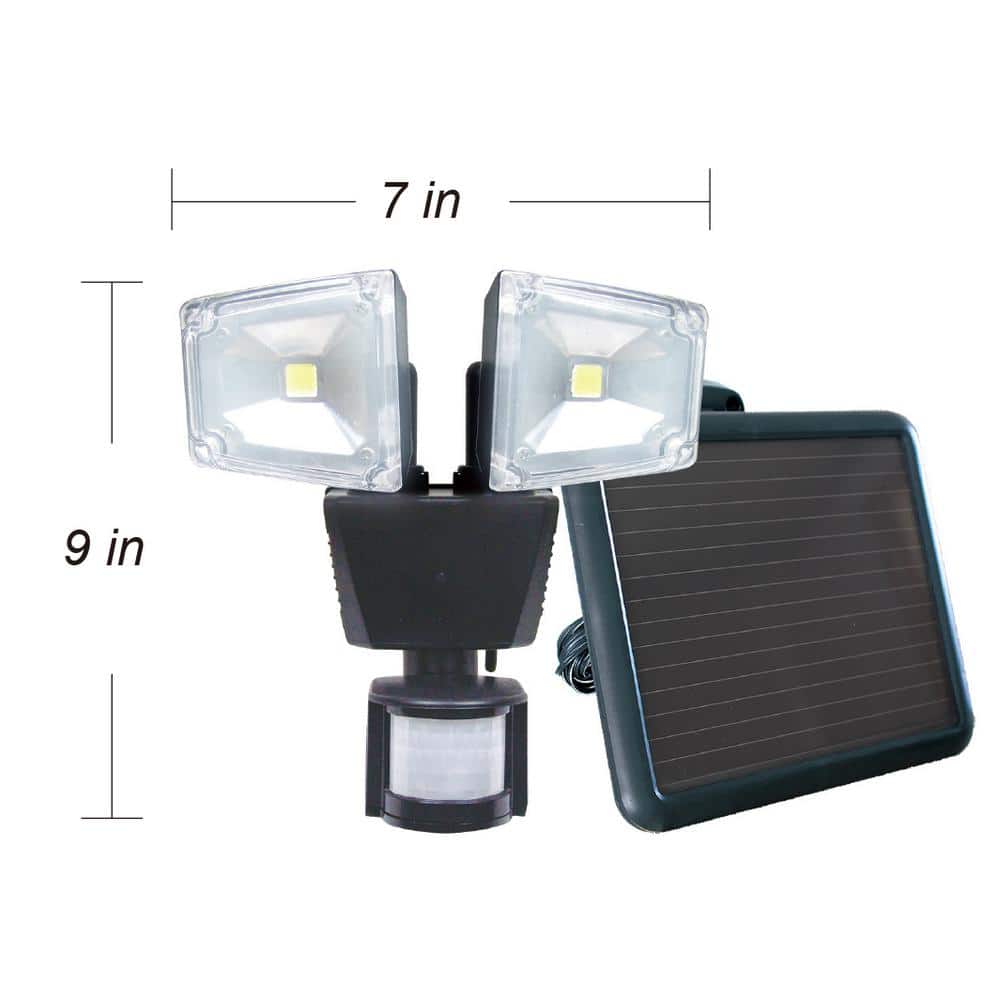 Dual Head Black LED Solar Motion Security Light