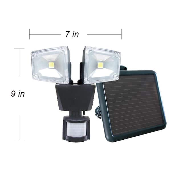 Dual COB Black Outdoor Solar Motion Activated Security Flood Light with Integrated LED