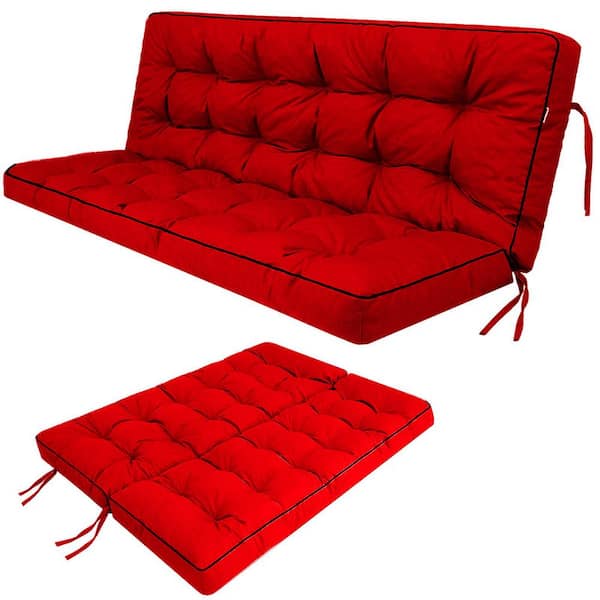 YLLN 63 x 40 in Outdoor Swing Cushions, Porch Swing Cushion Replacement with Backrest, Waterproof Swing Cushion Red