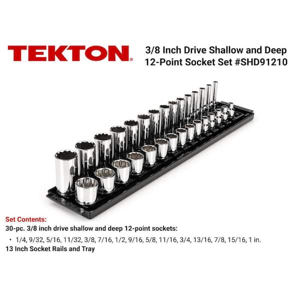 3/8 in. Drive 12-Point Socket Set with Rails (1/4 in.-1 in.) (30-Piece)