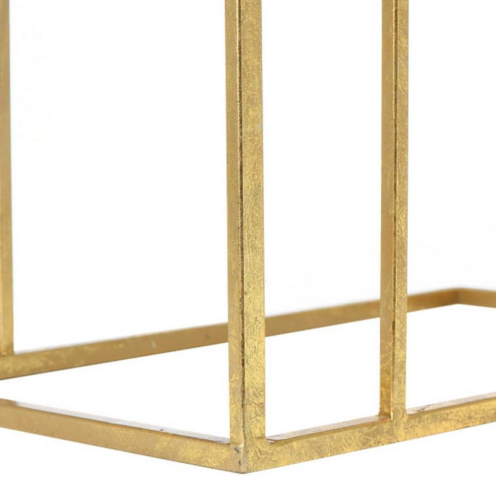 Gold Mirrored Metal Side Table with Magazine Rack, 27.5"