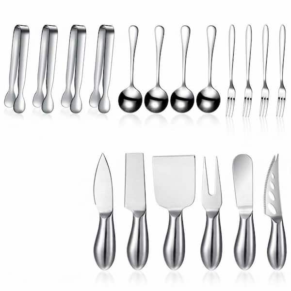 Charcuterie Board Accessories 18-Piece Set: Cheese Spreaders, Butter Knives, Mini Tongs, Spoons and Forks