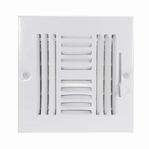 EZ-FLO 7-3/4 in x 7-3/4 in 4-Way Steel Wall/Ceiling Register, White