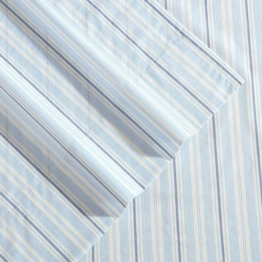 Full Blue Cotton Percale Deep Pocket Sheet Set