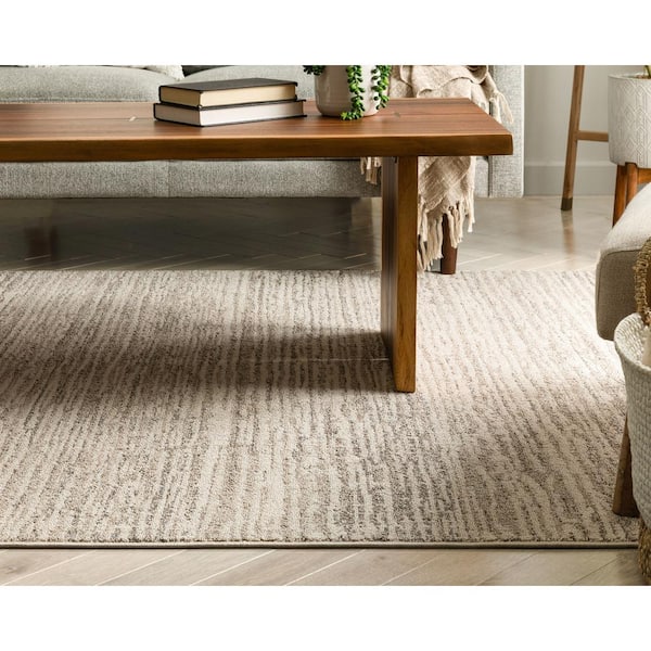 Well Woven Torino Beige Striated Abstract Runner Rug 2x7 (2'3 x 7