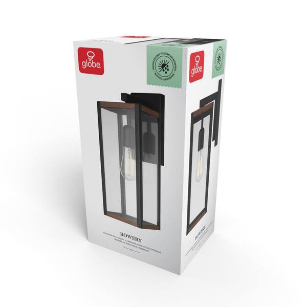 Hurley Modern 1-Light Matte Black Hardwired Medium Outdoor Wall Lantern Sconce