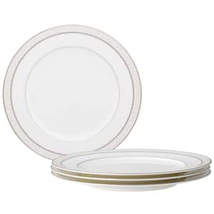 Montvale Platinum 10.5 in. Whte Bone China Dinner Plates Set of 4