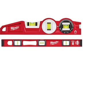 10 in. 360° Locking Die Cast Torpedo Level with 24 in. Magnetic I-Beam Level (2-Piece)