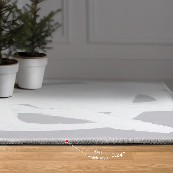 Gray 8 ft. x 10 ft. Dive In Washable Abstract Art Area Rug Power-loomed Heavenly Softness with Non-Slipping Backing