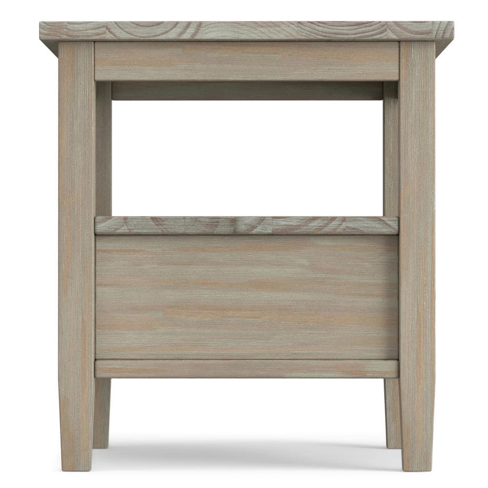 Rustic Distressed Gray Solid Wood End Table with Storage
