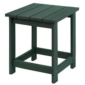 Modern Dark Green 14.8 in. Recycled Plastic Outdoor Side Table