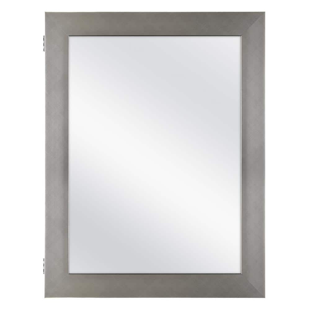 Glacier Bay 20 in. x 26 in. Recessed or Surface Mount Framed Medicine Cabinet in Pewter with Mirror, Gray