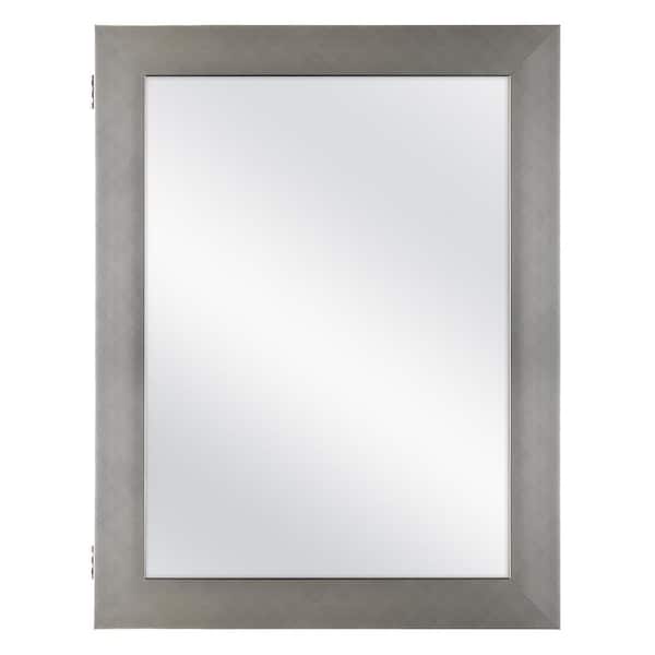 Glacier Bay 20 in. x 26 in. Recessed or Surface Mount Framed Medicine Cabinet in Pewter with Mirror