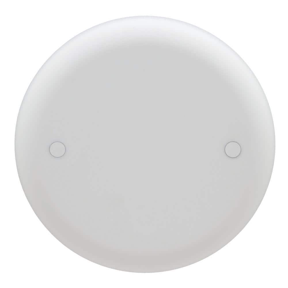 Carlon 4 in. White Non-Metallic Round Blank Ceiling Box Cover CPC4WH - The  Home Depot