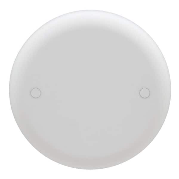 Carlon 4 In White Non Metallic Round Blank Ceiling Box Cover Cpc4wh The Home Depot - Blanking Plate For Ceiling Light
