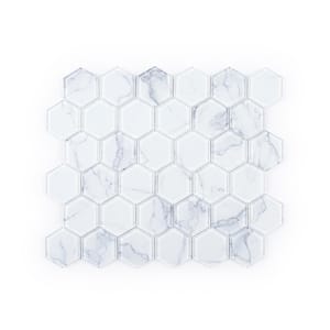 Cove 2 in. Hex White 12.375 in. x 10.75 in. Hexagon Gloss Glass Mosaic Wall Tile (0.923 sq. ft./Each)