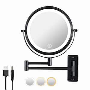 gedragen meloen Bestrooi Tileon 8 in. Small Round 10X Magnifying 3-Color-LED Touch Screen USB Charge  2-Sided Bathroom Makeup Mirror in Black AYBSZHD487 - The Home Depot