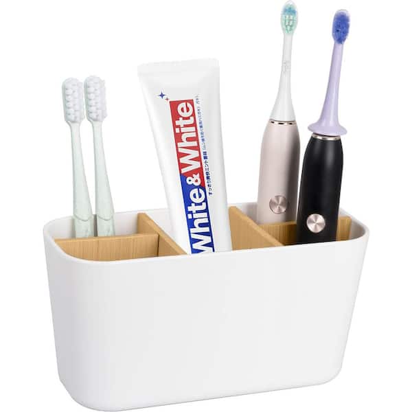 Clavie Wooden Toothbrush Holder with 5 Slots in White