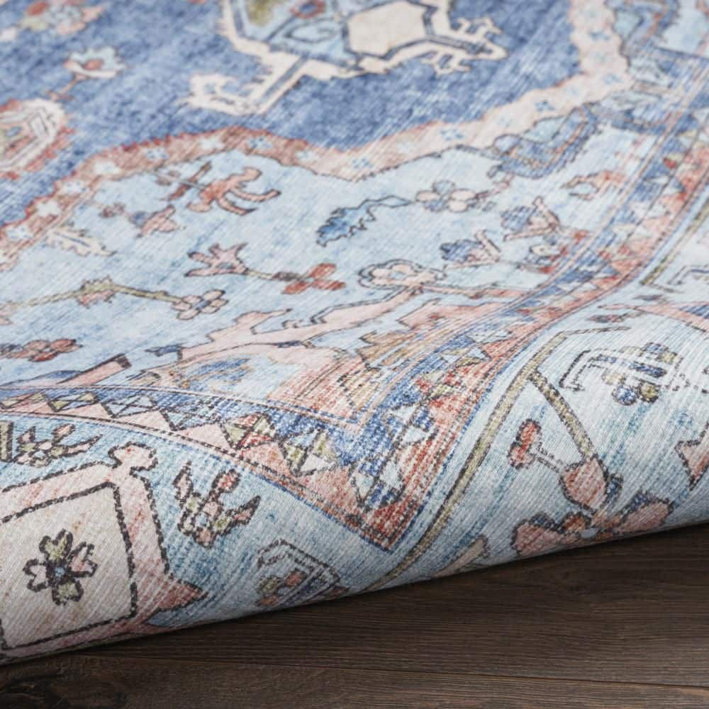 Fulton Blue Rectangular Persian Medallion Area Rug 5' x 7'