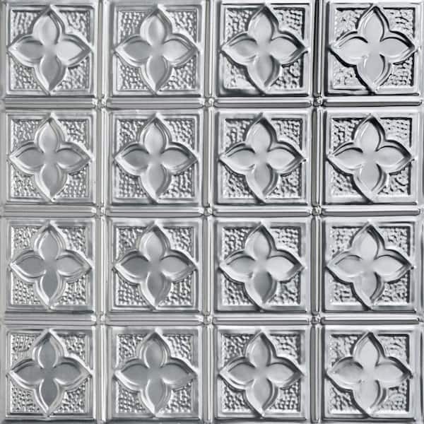 FROM PLAIN TO BEAUTIFUL IN HOURS Clover Lacquered Steel 2 ft. x 2 ft. Decorative Nail Up Tin Ceiling Tile (24 sq. ft./case)