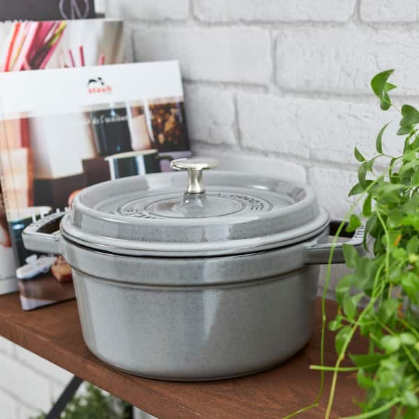 staub Cast Iron 4 qt. Round Cast Iron Dutch Oven in Graphite Grey