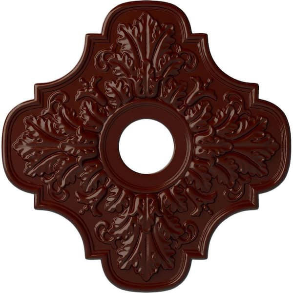 Ekena Millwork 1" x 17-3/4" x 17-3/4" Polyurethane Peralta Ceiling Medallion, Brushed Mahogany