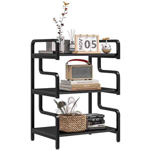 HOMCOM Industrial Printer Table Black 30.3 in. Accent Cabinet Office Storage Cabinet with 3 Shelves and Adjustable Shelves
