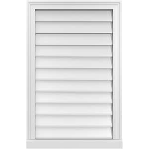 22 in. x 34 in. Vertical Surface Mount PVC Gable Vent: Decorative with Brickmould Sill Frame