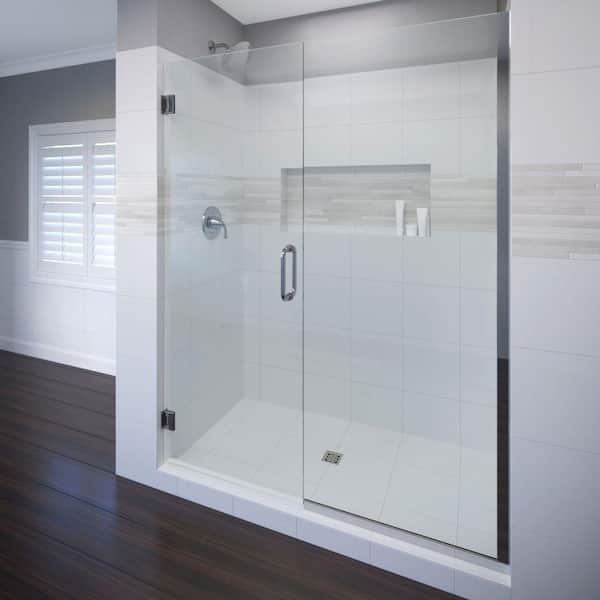 Basco Celesta 47 in. x 72 in. Semi-Frameless Pivot Shower Door in Chrome with Handle