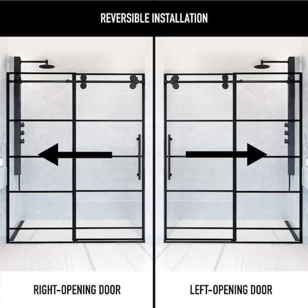 VIGO Elan 56 to 60 in. W x 74 in. H Frameless Grid Sliding Shower