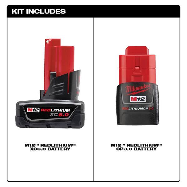 2x 6.0Ah For Milwaukee M12 12 Volt XC6.0 48-11-2440 2401 Battery Pack 48-11-2460 