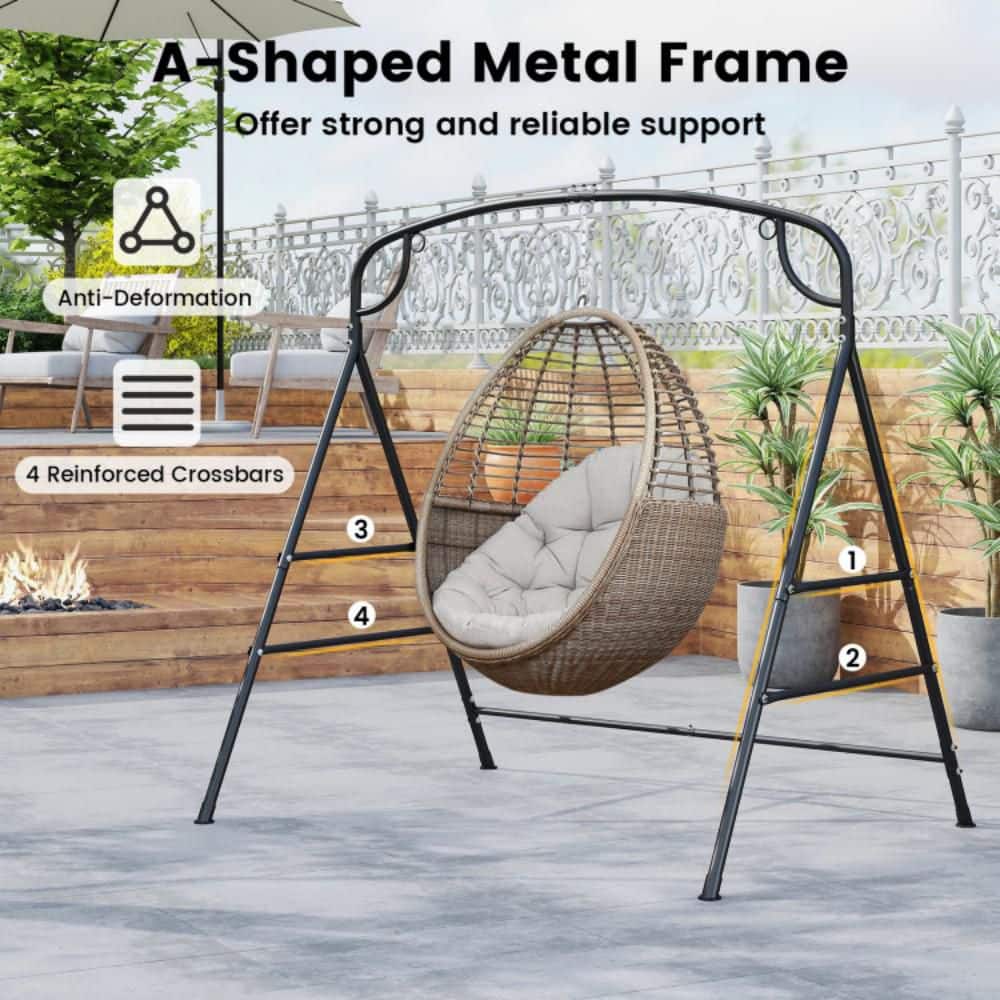 Black Heavy-Duty Metal Swing Stand with Reinforced Crossbars