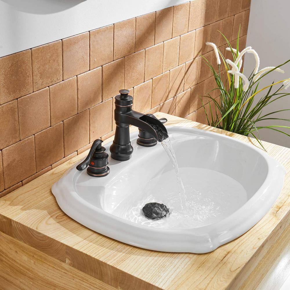 Oil-Rubbed Bronze 8-Inch Waterfall Widespread Bathroom Faucet